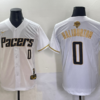 Pacers 0 Haliburton White Gold Finals Baseball Vapor Limited Men Jersey