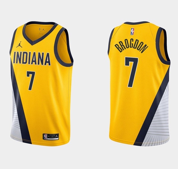 Pacers 7 Malcolm Brogdon Yellow Jordan Men Jersey
