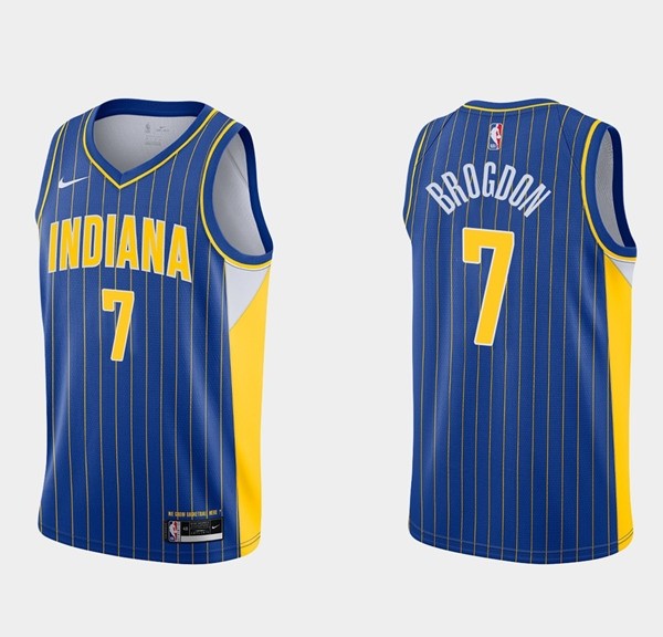 Pacers 7 Malcolm Brogdon Blue Men Jersey