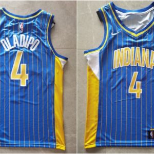 Pacers 4 Victor Oladipo Blue Yellow Men Jersey