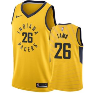 Pacers 26 Jeremy Lamb Yellow Men Jersey