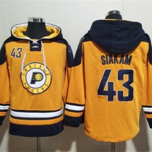 Pacers 43 Pascal Siakam Yellow Lace-Up Pullover Hoodie