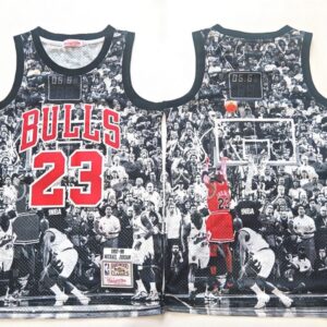 Bulls 23 Michael Jordan Black Hardwood Classics Men Jersey