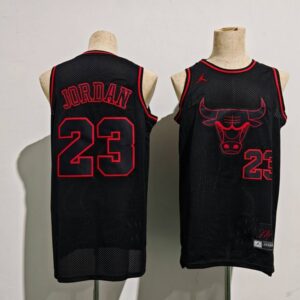 Bulls 23 Michael Jordan Black Jordan Men Jersey