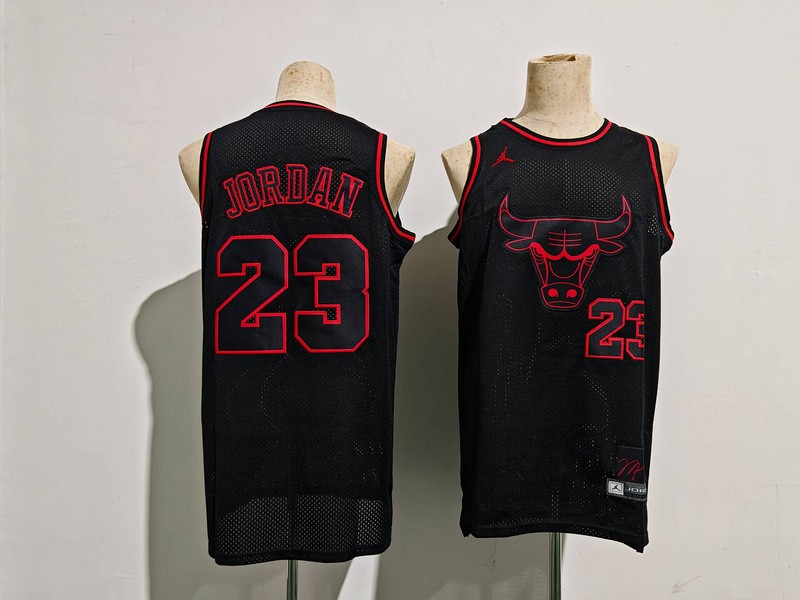 Bulls 23 Michael Jordan Black Jordan Men Jersey