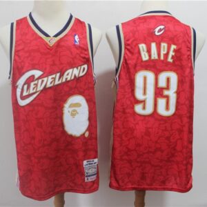 Comfortable Monkey Cleveland Cavaliers 93 BAPE Red Men Jersey