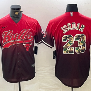 Bulls 23 Michael Jordan Camo Red Vapor Baseball Limited Men Jersey