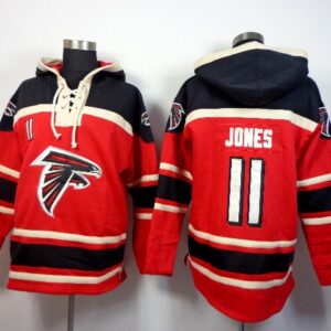 Atlanta Falcons No.11 Julio Jones Red Sawyer Hooded Sweatshirt Men's Football Jersey