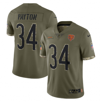 Nike Chicago Bears 34 Walter Payton Olive 2022 Salute To Service Limited Men Jersey