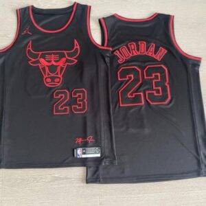 Bulls 23 Michael Jordan Black Jordan Men Jersey