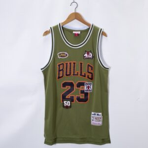 Bulls 23 Michael Jordan  Olive Hardwood Classics Men Jersey