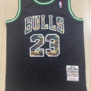 Bulls 23 Michael Jordan Black Camo Throwback Men Jersey
