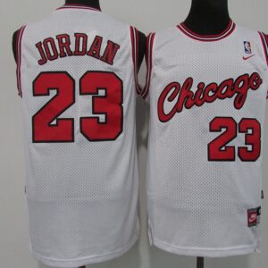 Bulls 23 Jordan M&N White Throwback Basketball Men Jersey