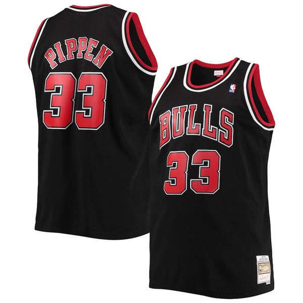 Bulls 33 Scottie Pippen Balck Throwback Men Jersey