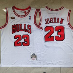 Bulls 23 Jordan white 1998 Finals Men Jersey
