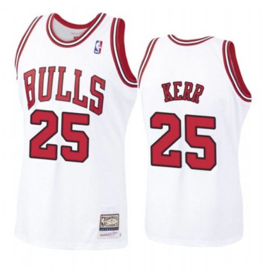 Bulls 25 Steve Kerr White Throwback Men Jersey