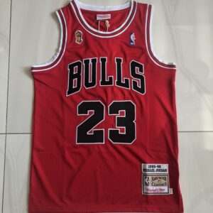 Bulls 23 Michael Jordan Red 1995-96 Champions Men Jersey