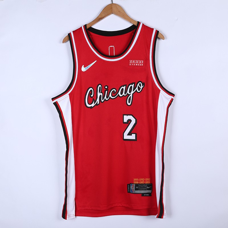 Bulls 2 Ball Red 75th Anniversary Men Jersey