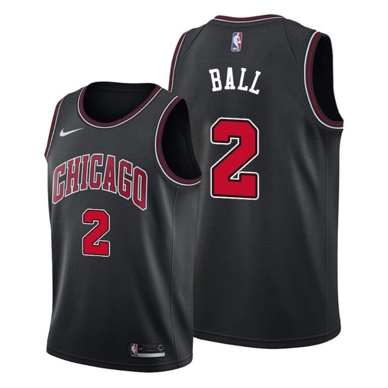 Bulls 2 Ball Black Men Jersey