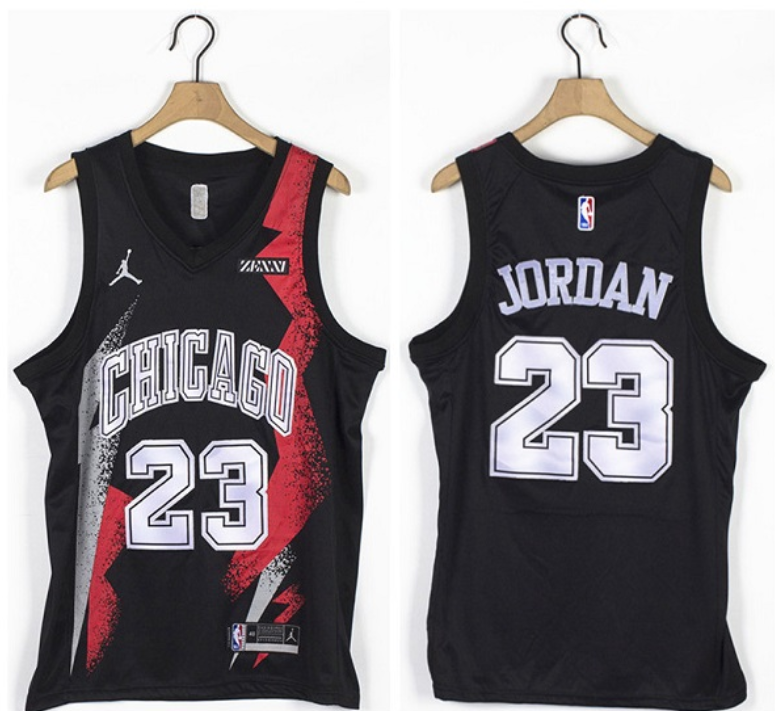 Bulls 23 Michael Jordan Black Jordan Men Jersey