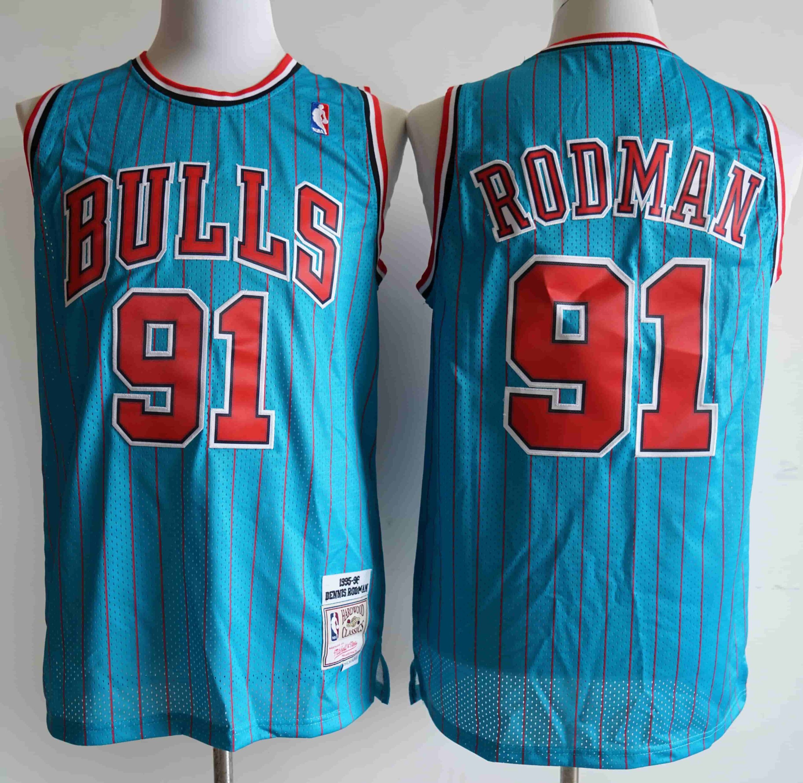 Bulls 91 Dennis Rodman Blue Men Jersey