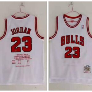 Bulls 23 Michael Jordan Red 1995-98 White Champion Men Jersey