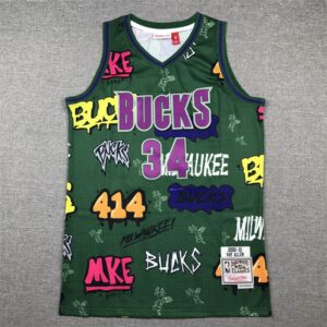 Bucks 34 Giannis Antetokounmpo Green Throwback Men Jersey