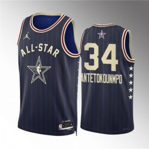 Bucks 34 Giannis Antetokounmpo Navy 2024 All Star Jordan Men Jersey