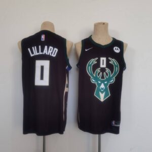 Bucks 0 Damian Lillard Black Youth Jersey