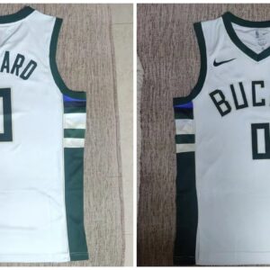 Bucks 0 Damian Lillard White Men Jersey