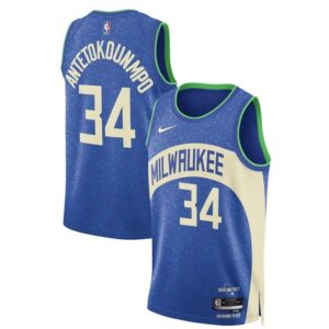 Bucks 34 Antetokounmpo Blue Men Jersey