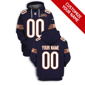 Bears Customized Blue 100th Patch 2021 Stitched New Hoodie