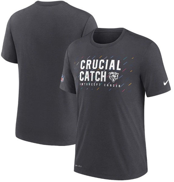 Bears Charcoal 2021 Crucial Catch Performance T-Shirt