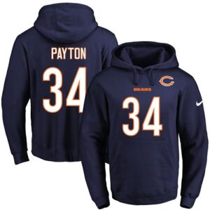 Bears 34 Walter Payton Navy Men Pullover Hoodie