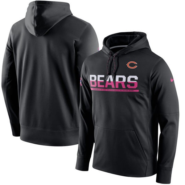 Bears Breast Cancer Awareness Circuit Performance Black Pullover Hoodie