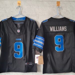 Nike Lions 9 Jameson Williams Black F.U.S.E. Vapor Limited Women Jersey(Run Small)