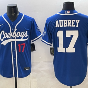 Nike Cowboys 17 Aubrey Blue Baseball Vapor Limited Men Jersey