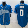 Nike Lions 0 Gibbs Blue Baseball Vapor Limited Men Jersey