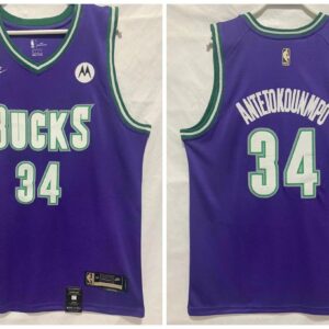 Bucks 34 Antetokounmpo Purple Men Jersey