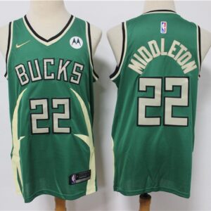 Bucks 22 Khris Middleton Green Men Jersey