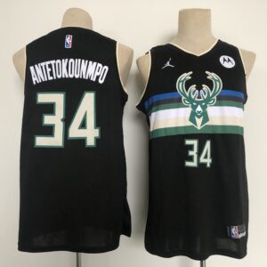 Bucks 34 Giannis Antetokounmpo Black Men Jersey