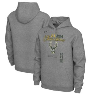 Bucks 2021 Heathered Charcoal Finals Champions Locker Room Pullover Hoodie