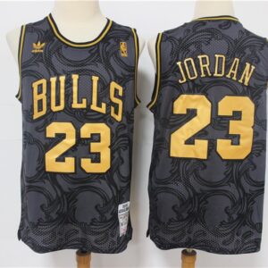 Bulls 23 Michael Jordan Black Hardwood Classics Men Jersey