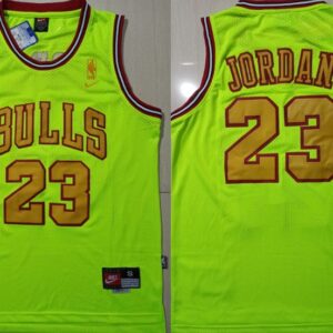 Bulls 23 Michael Jordan Fluorescent Green Mesh Men Jersey