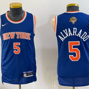 New York Knicks 5 Alvarado Blue Finals Men Jersey