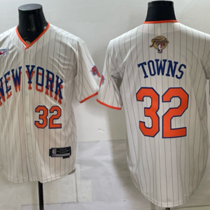 New York Knicks 32 Towns Cream Finals Baseball Vapor Limited Men Jersey