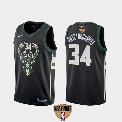 Bucks 34 Giannis Antetokounmpo 2021 Finals Black Men Jersey