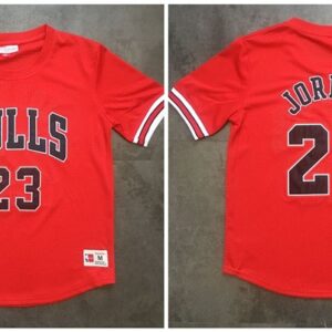 Bulls 23 Michael Jordan Red Mitchell & Ness Mesh Men Jersey