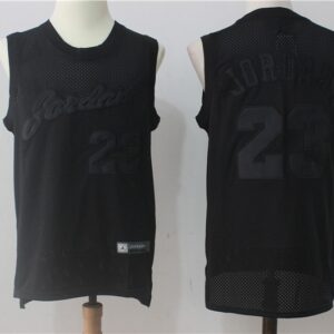 Bulls 23 Michael Jordan All Black Mesh Men Jersey
