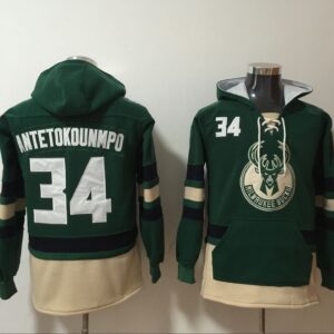 Bucks 34 Giannis Antetokounmpo Green Hoodie Sweatshirt